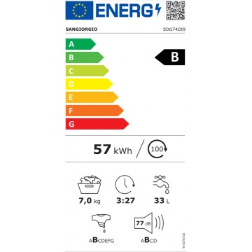 SanGiorgio SDG74DI9 Πλυντήριο Ρούχων 7kg 1400 Στροφών